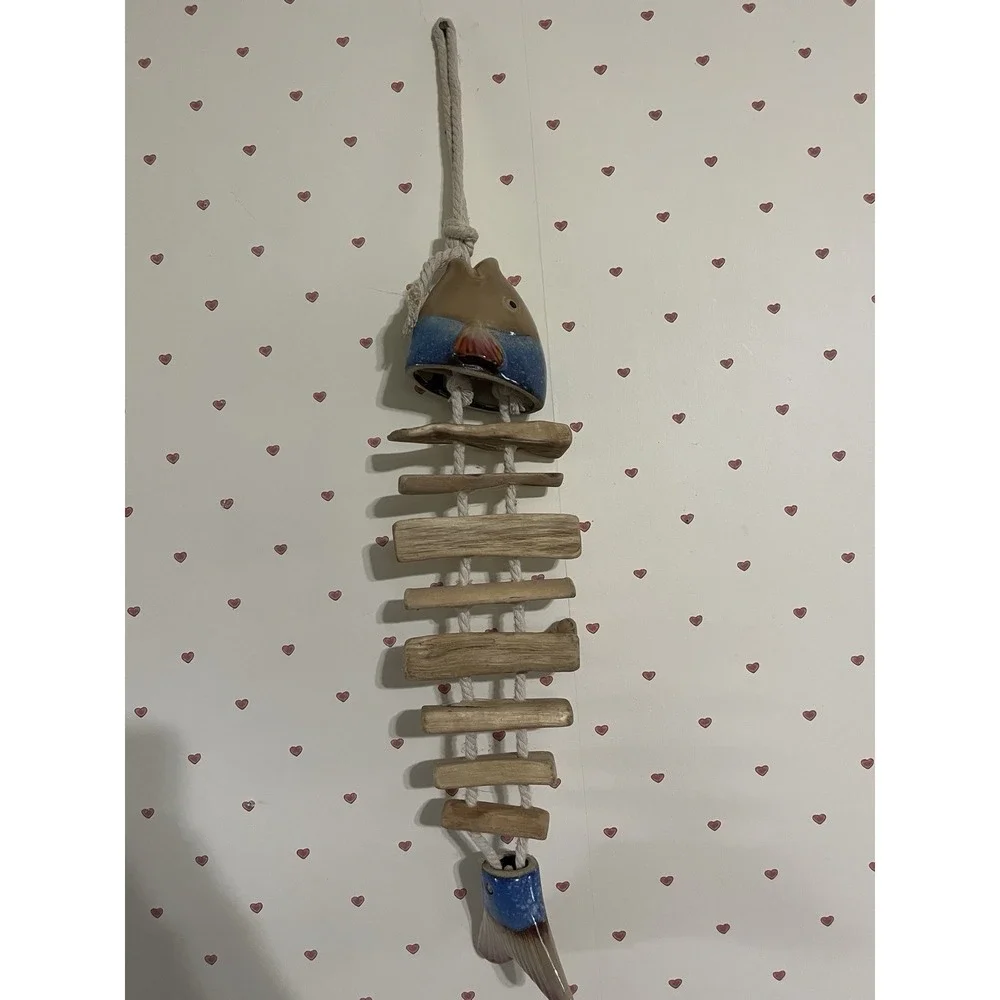 Hanging Pottery Ceramic Driftwood Fish Sculpture Beach Lakehouse‎ Decor 16